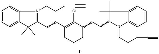 3H-Indolium, 2-[2-[2-chloro-3-[2-[1,3-dihydro-3,3-dimethyl-1-(4-pentyn-1-yl)-2H-indol-2-ylidene]ethylidene]-1-cyclohexen-1-yl]ethenyl]-3,3-dimethyl-1-(4-pentyn-1-yl)-, iodide (1:1) Struktur