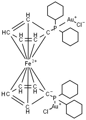 Chlorogold,1,1'-Bis(dicyclohexylphosphino)ferrocene Struktur