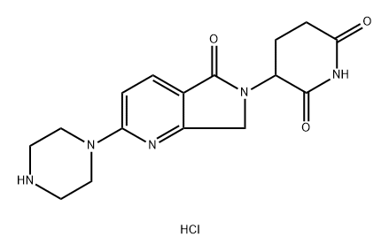 2,6-Piperidinedione, 3-[5,7-dihydro-5-oxo-2-(1-piperazinyl)-6H-pyrrolo[3,4-b]pyridin-6-yl]-, hydrochloride (1:1) Struktur