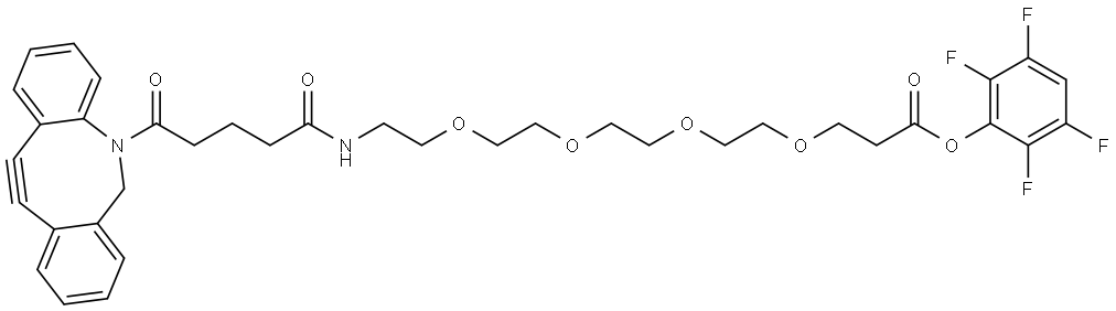 4,7,10,13-Tetraoxa-16-azaheneicosanoic acid, 21-(11,12-dihydrodibenz[b,f]azocin-5(6H)-yl)-17,21-dioxo-, 2,3,5,6-tetrafluorophenyl ester Struktur