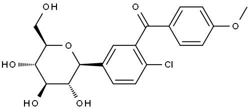 Methanone, (2-chloro-5-β-D-glucopyranosylphenyl)(4-methoxyphenyl)- Struktur