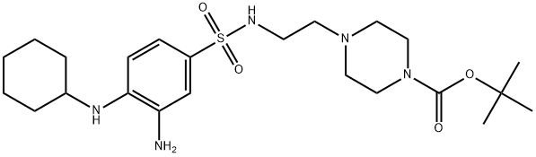 tert-butyl 4-{2-[3-amino-4-(cyclohexylamino)benzenesulfonamido]ethyl}piperazine-1-carboxylate Struktur