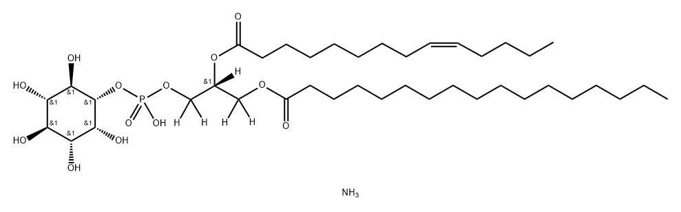 D-myo-Inositol, 1-[(2R)-3-[(1-oxoheptadecyl)oxy]-2-[[(9Z)-1-oxo-9-tetradecen-1-yl]oxy]propyl hydrogen phosphate], ammonium salt (1:1) Struktur
