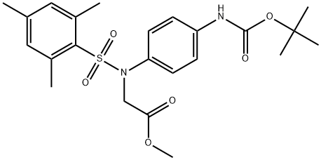 methyl 2-[N-(4-{[(tert-butoxy)carbonyl]amino}phenyl)-2,4,6-trimethylbenzenesulfonamido]acetate Struktur