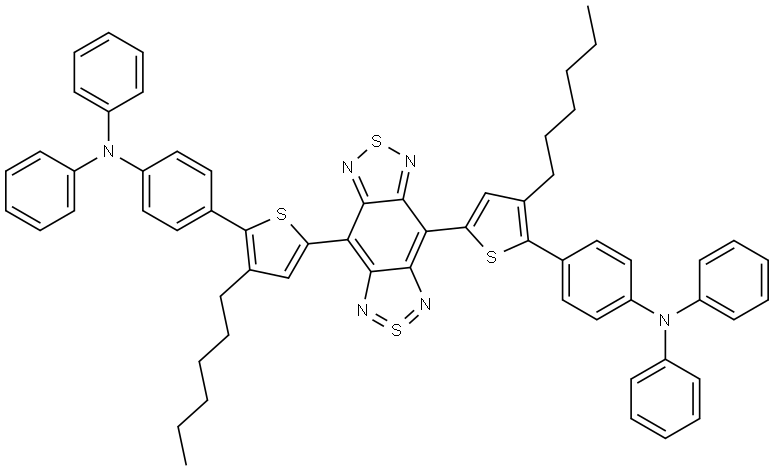 Benzenamine, 4,4′-[2λ4δ2-benzo[1,2-c:4,5-c′]bis[1,2,5]thiadiazole-4,8-diylbis(3-hexyl-5,2-thiophenediyl)]bis[N,N-diphenyl- Struktur