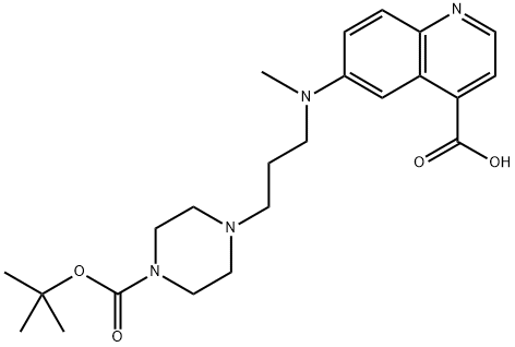 4-Quinolinecarboxylic acid, 6-[[3-[4-[(1,1-dimethylethoxy)carbonyl]-1-piperazinyl]propyl]methylamino]- Struktur