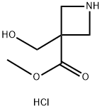 3-Azetidinecarboxylic acid, 3-(hydroxymethyl)-, methyl ester, hydrochloride (1:1) Struktur