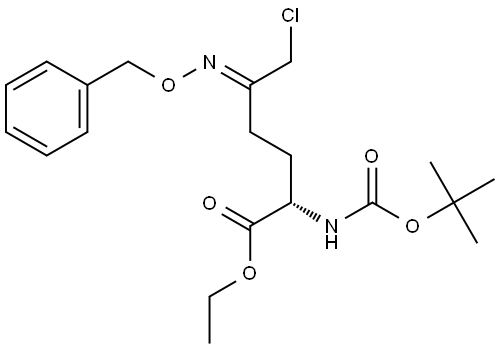 (S,E)-ethyl 5-((benzyloxy)imino)-2-((tert-butoxycarbonyl)amino)-6-chlorohexanoate Struktur