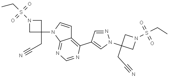 2-(3-(4-(1-(3-(cyanomethyl)-1-(ethylsulfonyl)azetidin-3-yl)-1H-pyrazol-4-yl)-7H-pyrrolo[2,3-d]pyrimidin-7-yl)-1-(ethylsulfonyl)azetidin-3-yl)acetonitrile