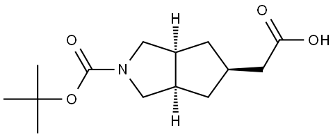 Cyclopenta[c]pyrrole-5-acetic acid, 2-[(1,1-dimethylethoxy)carbonyl]octahydro-, (3aR,6aS)-rel- Struktur