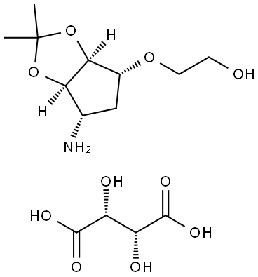 Ethanol, 2-?[[(3aS,?4R,?6S,?6aR)?-?6-?aminotetrahydro-?2,?2-?dimethyl-?4H-?cyclopenta-?1,?3-?dioxol-?4-?yl]?oxy]?-?, (2R,?3R)?-?2,?3-?dihydroxybutanedioat?e (1:1) (salt) Struktur