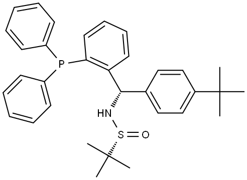 [S(R)]-N-[(S)-(4-(tert-Butyl)phenyl)[2-(diphenylphosphino)phenyl]methyl]-2-methyl-2-propanesulfinamide Struktur