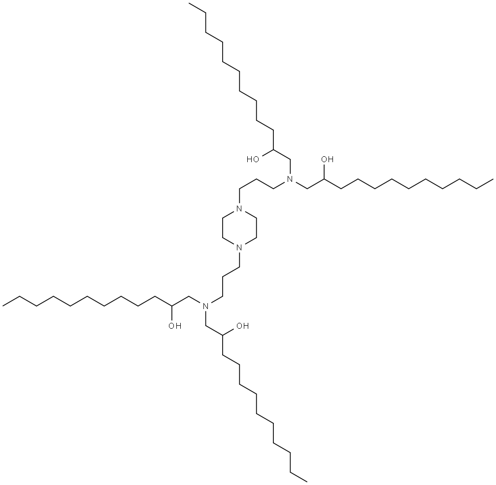 2-Dodecanol, 1,1′,1′′,1′′′-[1,4-piperazinediylbis(3,1-propanediylnitrilo)]tetrakis- Struktur