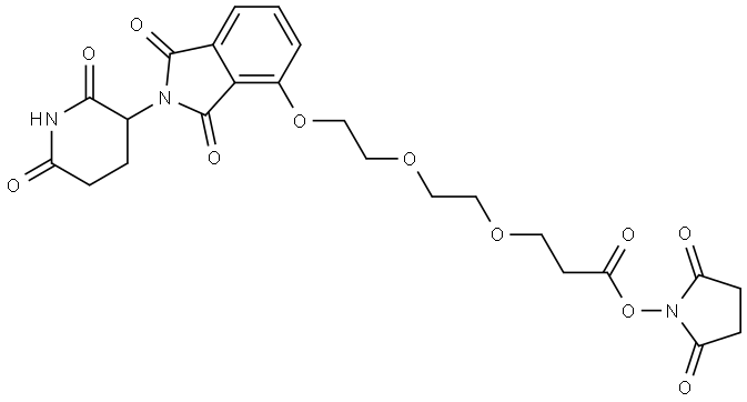 Propanoic acid, 3-[2-[2-[[2-(2,6-dioxo-3-piperidinyl)-2,3-dihydro-1,3-dioxo-1H-isoindol-4-yl]oxy]ethoxy]ethoxy]-, 2,5-dioxo-1-pyrrolidinyl ester Struktur