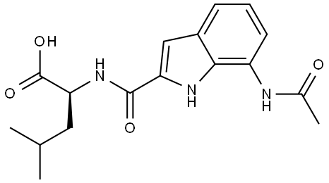 (S)-2-(7-Acetamido-1H-indole-2-carboxamido)-4-methylpentanoic acid Struktur