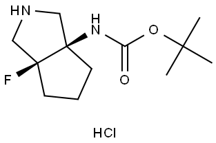 tert-Butyl ((3aR,6aS)-6a-fluorohexahydrocyclopenta[c]pyrrol-3a(1H)-yl)carbamate hydrochloride Struktur