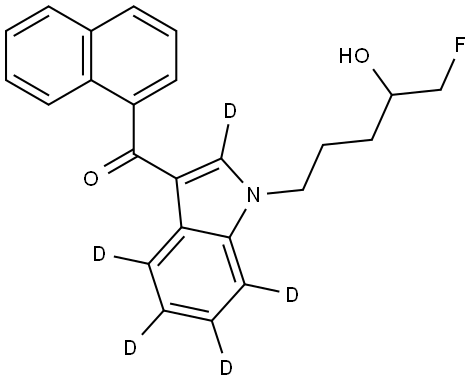 (1-(5-fluoro-4-hydroxypentyl)-1H-indol-3-yl-2,4,5,6,7-d5)(naphthalen-1-yl)methanone Struktur