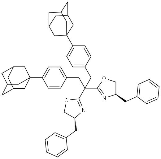 Oxazole, 2,2′-[2-(4-tricyclo[3.3.1.13,7]dec-1-ylphenyl)-1-[(4-tricyclo[3.3.1.13,7]dec-1-ylphenyl)methyl]ethylidene]bis[4,5-dihydro-4-(phenylmethyl)-, (4R,4′R)- Struktur