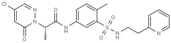1(6H)-Pyridazineacetamide, 4-chloro-α-methyl-N-[4-methyl-3-[[[2-(2-pyridinyl)ethyl]amino]sulfonyl]phenyl]-6-oxo-, (αS)- Struktur
