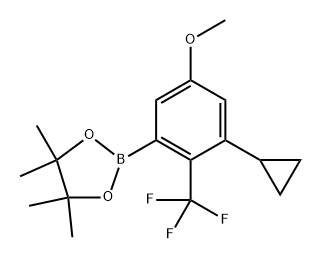 2-(3-cyclopropyl-5-methoxy-2-(trifluoromethyl)phenyl)-4,4,5,5-tetramethyl-1,3,2-dioxaborolane Struktur