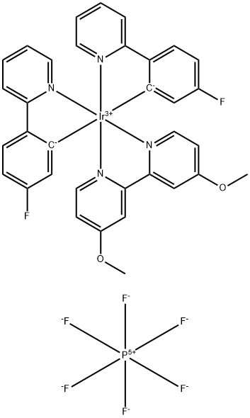 Iridium-bis[5-fluoro-2-(2-pyridinyl-κN)phenyl-κC](4,4'-dimethoxy-2,2'-bipyridine-κN1,κN1')-hexafluorophosphate Structure