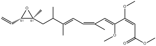 2,4,6,8-Undecatetraenoic acid, 11-[(2R,3R)-3-ethenyl-2-methyl-2-oxiranyl]-3,4-dimethoxy-6,9,10-trimethyl-, methyl ester, (2E,4Z,6Z,8E)-rel-(+)- Struktur