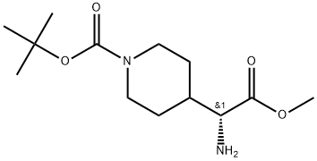 4-Piperidineacetic acid, α-amino-1-[(1,1-dimethylethoxy)carbonyl]-, methyl ester, (αR)- Struktur