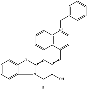 2-((E)-3-((E)-1-benzylquinolin-4(1H)-ylidene)prop-1-en-1-yl)-3-(2-hydroxyethyl)benzo[d]thiazol-3-ium bromide Struktur