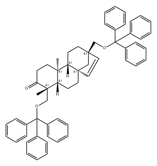 17-Norkaur-15-en-3-one, 18-(triphenylmethoxy)-13-[(triphenylmethoxy)methyl]-, (4α,8β,13β)- (9CI)|