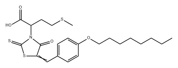 4-methylsulfanyl-2-[(5Z)-5-[(4-octoxyphenyl)methylidene]-4-oxo-2-sulfanylidene-1,3-thiazolidin-3-yl]butanoic acid Structure