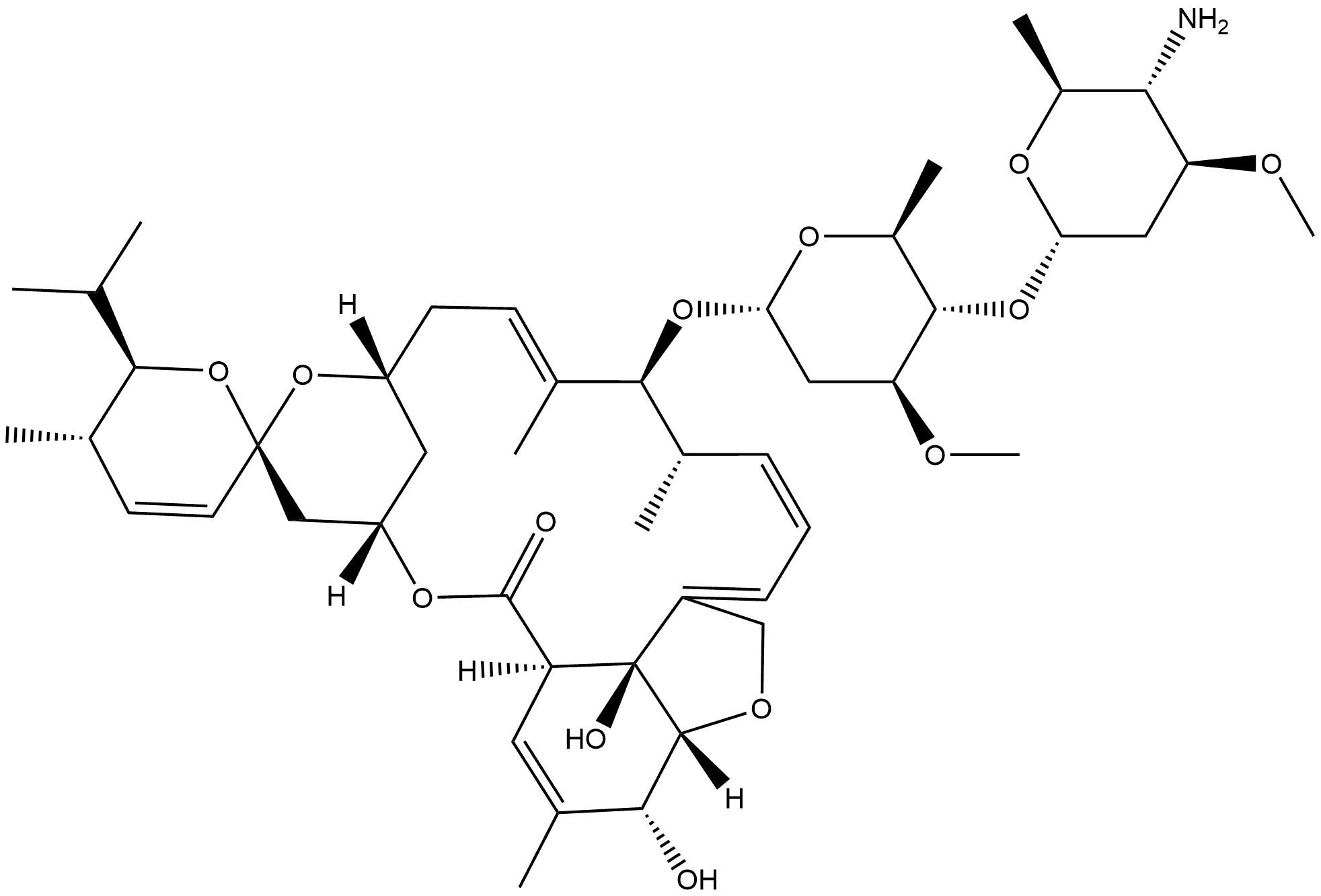 4''''-amino-5-O-demethyl-25-de(1-methylpropyl)-4''''-deoxy-25-(1-methylethyl)-Avermectin A1a Struktur