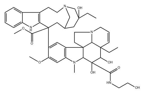 Vincaleukoblastine, O4-deacetyl-3-de(methoxycarbonyl)-3-[[(2-hydroxyethyl)amino]carbonyl]- Struktur