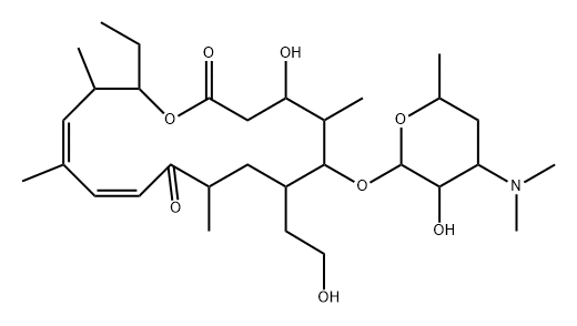 (4R,5S,6S,7R,9R,11E,15S,16R)-7-(2-Hydroxyethyl)-5,9,13,15-tetramethyl-16-ethyl-4-hydroxy-6-[3-(dimethylamino)-3,4,6-trideoxy-β-D-xylo-hexopyranosyloxy]-1-oxacyclohexadeca-11,13-diene-2,10-dione Struktur