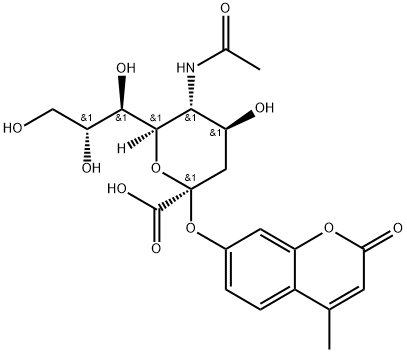 2'-(4-methylumbelliferyl)-alpha-D-N-acetylneuraminic acid Struktur