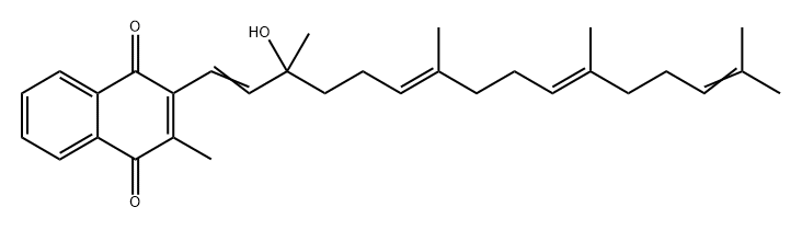 1,4-Naphthalenedione, 2-(3-hydroxy-3,7,11,15-tetramethyl-1,6,10,14-hexadecatetraenyl)-3-methyl-, (,E,E)- (9CI) Struktur
