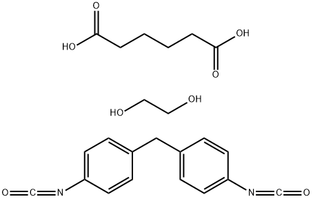 Hexanedioic acid, polymer with 1,2-ethanediol and 1,1'-methylenebis[4-isocyanatobenzene], isocyanate-terminated Struktur