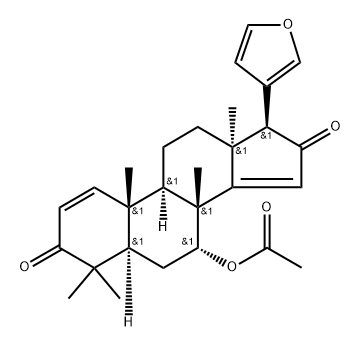 (13α)-7α-Acetoxy-21,23-epoxy-4,4,8-trimethyl-24-nor-5α-chola-1,14,20,22-tetrene-3,16-dione Struktur