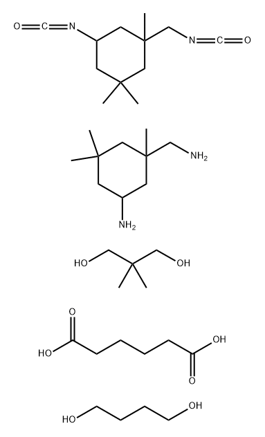 Hexanedioic acid, polymer with 5-amino-1,3,3-trimethylcyclohexanemethanamine, 1,4-butanediol, 2,2-dimethyl-1,3-propanediol and 5-isocyanato-1-(isocyanatomethyl)-1,3,3-trimethylcyclohexane Struktur