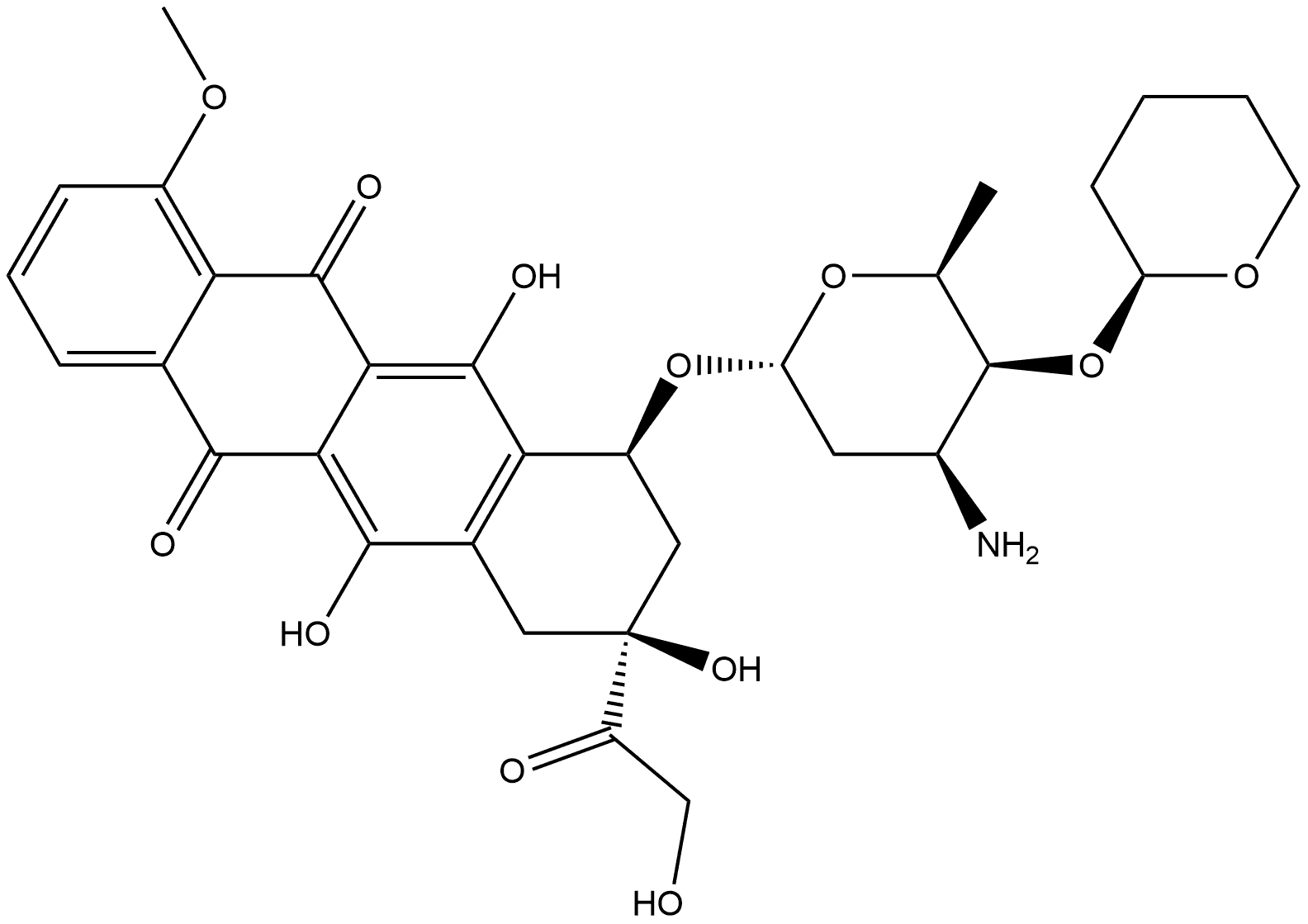 5,12-Naphthacenedione, 10-[[3-amino-2,3,6-trideoxy-4-O-(tetrahydro-2H-pyran-2-yl)-α-L-lyxo-hexopyranosyl]oxy]-7,8,9,10-tetrahydro-6,8,11-trihydroxy-8-(hydroxyacetyl)-1-methoxy-, [8S-[8α,10α(R*)]]- (9CI)|吡柔比星雜質(zhì)4