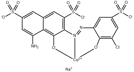 Cuprate(3-), [5-amino-3-[2-[3-chloro-2-(hydroxy-κO)-5-sulfophenyl]diazenyl-κN1]-4-(hydroxy-κO)-2,7-naphthalenedisulfonato(5-)]-, sodium (1:3) Struktur