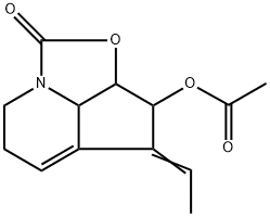 1H-2-Oxa-7a-azacyclopent[cd]inden-1-one,  3-(acetyloxy)-4-ethylidene-2a,3,4,6,7,7b-hexahydro-,  [2aS-(2a-alpha-,3-alpha-,4Z,7b-alpha-)]-  (9CI) Struktur