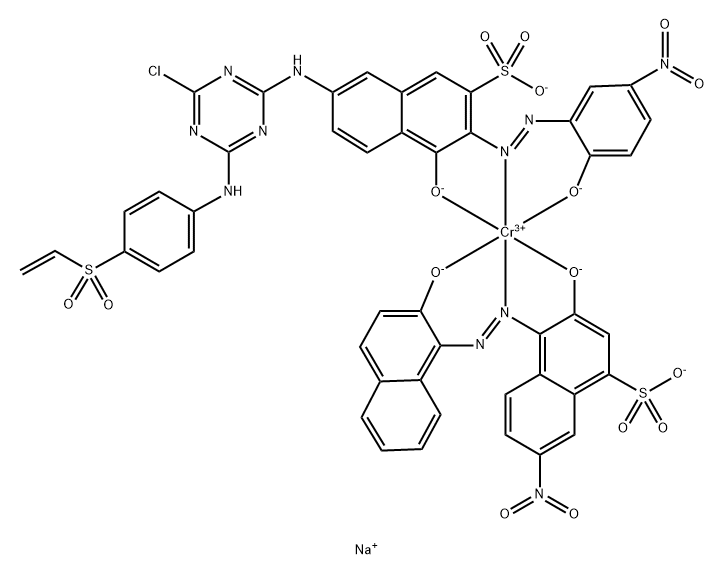 Chromate(3-), [7-[[4-chloro-6-[[4-(ethenylsulfonyl)phenyl]amino]-1,3,5-triazin-2-yl]amino]-4-(hydroxy-.kappa.O)-3-[[2-(hydroxy-.kappa.O)-5-nitrophenyl]azo-.kappa.N1]-2-naphthalenesulfonato(3-)][3-(hydroxy-.kappa.O)-4-[[2-(hydroxy-.kappa.O)-1-naphthalenyl] Struktur