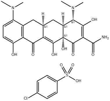 (4S,4aS,5aR,12aS)-4,7-bis(dimethylamino)-3,10,12,12a-tetrahydroxy-1,11-dioxo-1,4,4a,5,5a,6,11,12a-octahydrotetracene-2-carboxamide: 4-chlorobenzene-1-sulfonic acid Struktur