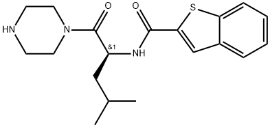 N-[(2R)-4-methyl-1-oxo-1-(piperazin-1-yl)pentan-2-yl]-1-benzothiophene-2-carboxamide Struktur