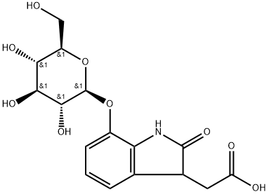 7-hydroxy-2-oxoindole-3-acetic acid 7'-O-glucopyranoside Struktur