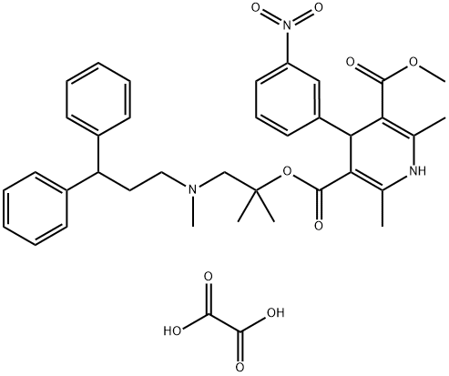 3,5-Pyridinedicarboxylic acid, 1,4-dihydro-2,6-dimethyl-4-(3-nitrophenyl)-, 3-[2-[(3,3-diphenylpropyl)methylamino]-1,1-dimethylethyl] 5-methyl ester, ethanedioate (1:1)