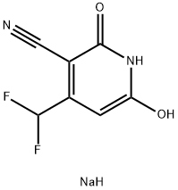 3-Pyridinecarbonitrile, 4-(difluoromethyl)-1,2-dihydro-6-hydroxy-2-oxo-, sodium salt (1:1) Struktur