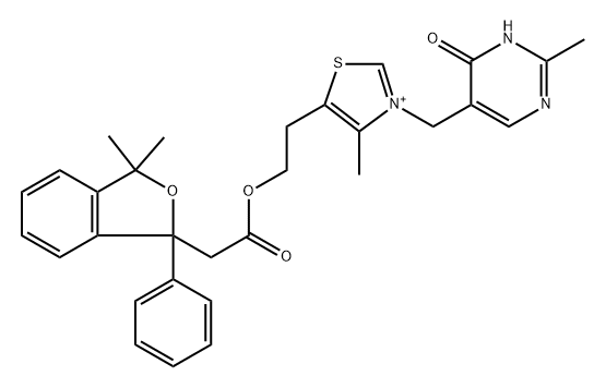 3,3-dimethyl-1-phenyl-1-phthalylacetic acid oxythiamine ester Struktur