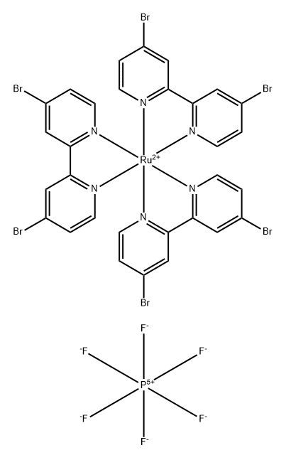 Ruthenium(2+), tris(4,4'-dibromo-2,2'-bipyridine-κN1,κN1')-, (OC-6-11)-, hexafluorophosphate(1-) (1:2) Struktur