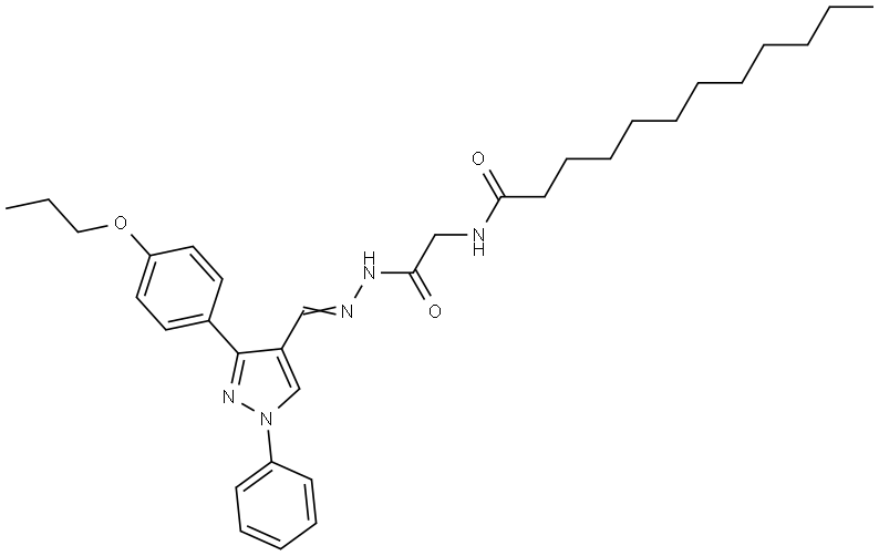 N-[2-OXO-2-((2E)-2-{[1-PHENYL-3-(4-PROPOXYPHENYL)-1H-PYRAZOL-4-YL]METHYLENE}HYDRAZINO)ETHYL]DODECANAMIDE Struktur